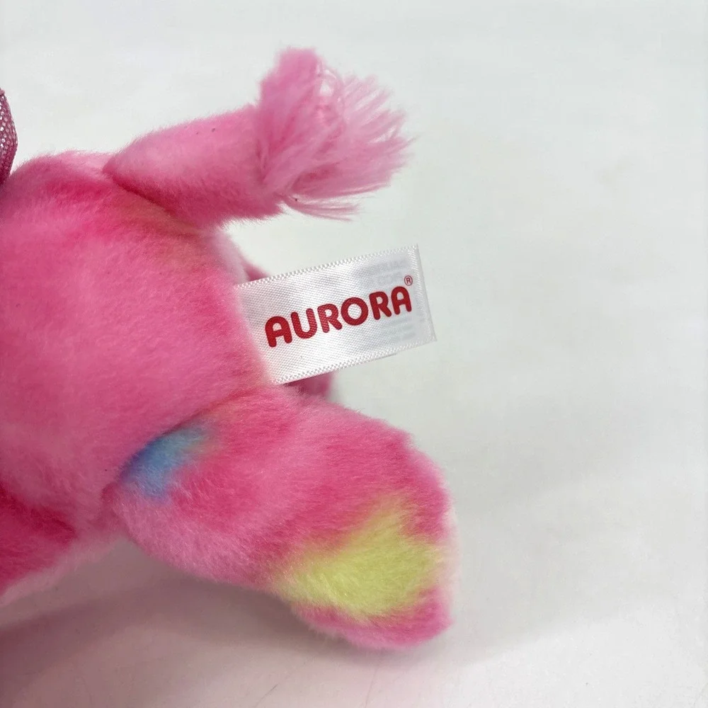 Aurora Vibrant Bright Fancies‎ Candyapple Elephant w/ Wings Pink Plush Tie Dye